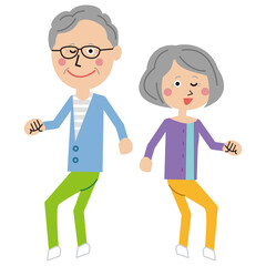  	ポップな家族　腰振りダンス　シニアの夫婦