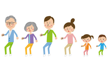 ポップな家族　笑顔でダンスする2　3世代家族