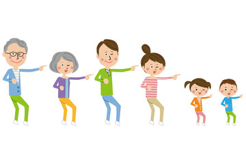 ポップな家族　笑顔でダンスする3　3世代家族