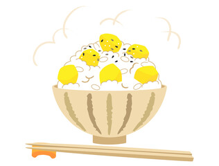 栗ご飯のイラスト お箸付き