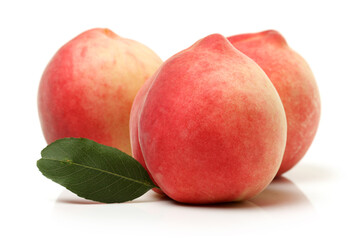 ripe peach on white background 