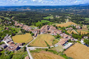 Aerial view of Perafita, a Spanish municipality in the province of Barcelona, in the Osona region....