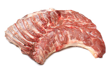 raw lamb meat on white background