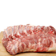 raw lamb meat on white background
