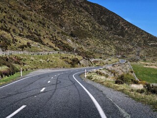 Windy Road to sea with tire marks