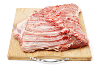 raw lamb meat on white background