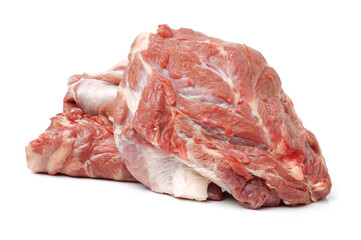 raw lamb meat on white background