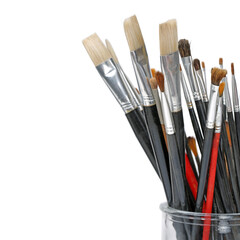 paint brushes on white background