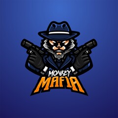 illustration vector graphic of Monkey Mafia mascot logo perfect for sport and e-sport team