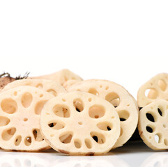 Lotus root on the white background