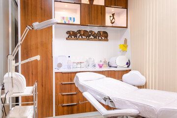 interior environment aesthetics clinic with skin cleaning equipment
