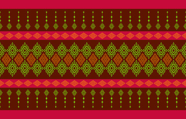 Geometric ethnic pattern flower color oriental. Design for fabric, curtain, background, carpet, wallpaper, clothing, wrapping, Batik, fabric,Vector illustration
