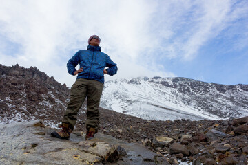 A hiker climbing the Pico de Orizaba in North America