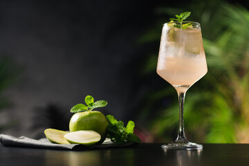 refreshing bar drink Rosato Gin and Co Ramazzotti with green apple