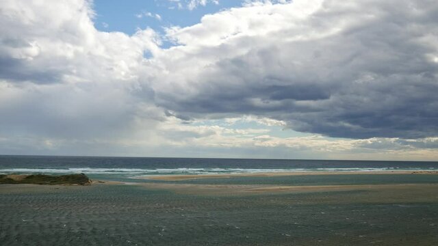 View from the lookout over the mouth of the Snowy River at Marlo, Gippsland, Victoria, Australia, December 2020