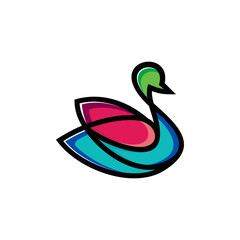 Simple Mascot Vector Logo Design of Swan