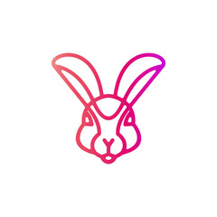 Minimalist flat logo design in the shape of Rabbit line
