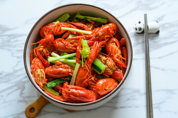 The plate of delicious crayfish