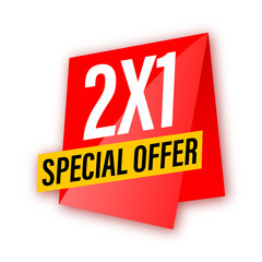 Stickers, icons, frames, banners with text 2X1 special offer, sale. 2 products for the price of 1. 