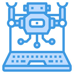 Fototapeta na wymiar Artificial Intelligence blue outline icon