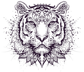 Tiger head abstract pattern symbol 2022 year zodiac sign