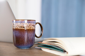 Water glass on office desk