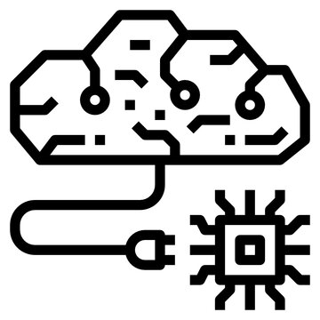 black brain connected circuit clip art preview