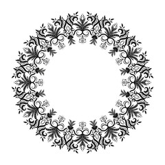Round ornament vector illustration on white background for design template. Lace illustration for invitations and greeting cards.