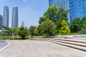   Chengdu cityscape modern office building  with copy space