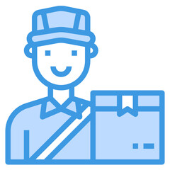 Deliveryman blue outline icon