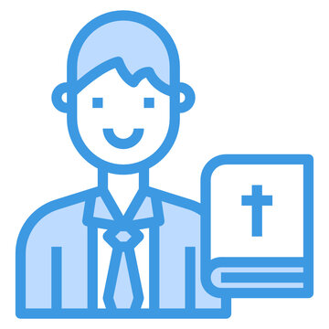 recommend clip art: Clergyman blue outline icon