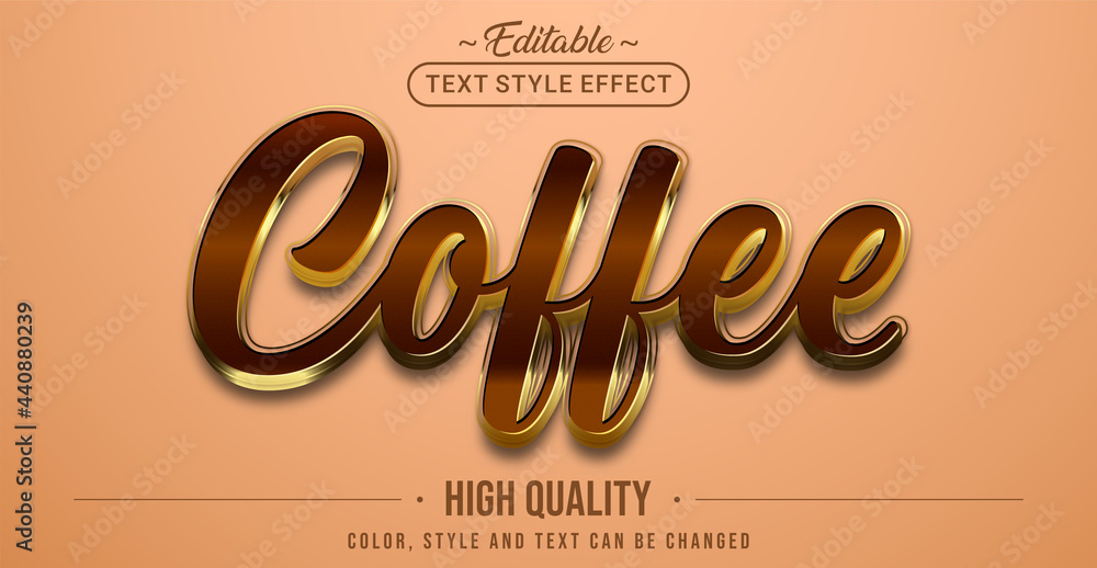 Poster Editable text style effect - Brown Coffee text style theme.