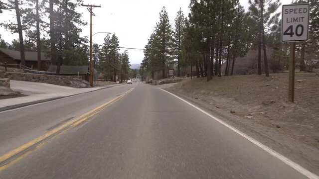 Mountain Town Big Bear Blvd Westbound Driving Plate 03 San Bernardino Mountains California USA