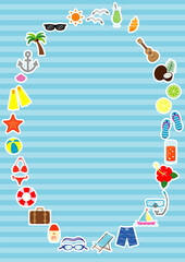 夏のベクターイラストの縦長フレーム