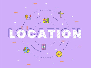 location typography calligraphy lettering word art with fill filled color style