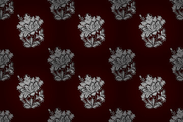 Seamless pattern with interesting doodles on colorfil background. Pano.