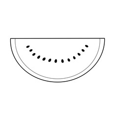 カットされたスイカの線画イラスト
