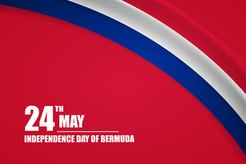 Happy national day of Bermuda country with tricolor curve flag and typography background