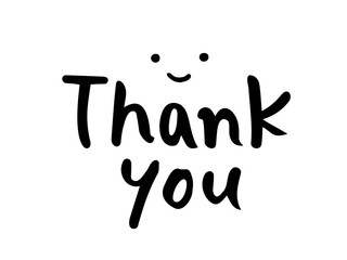 かわいい手書き文字のThank youと人物の笑顔／手書き文字イラスト