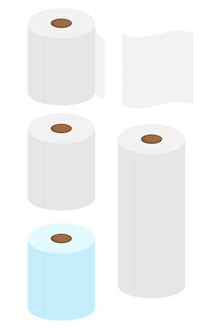 Rolls paper toilet and kitchen clean sanitary vector illustration