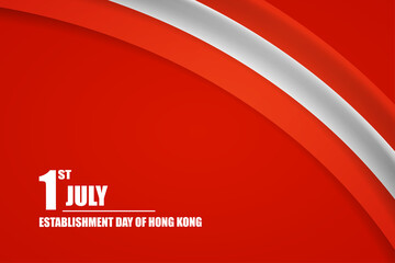 Happy establishment day of Hong Kong country with tricolor curve flag and typography background