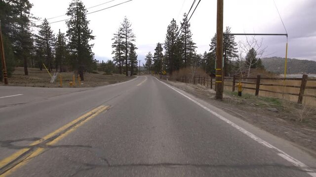 Mountain Town Big Bear Blvd Westbound Driving Plate 04 Lake San Bernardino Mountains California USA