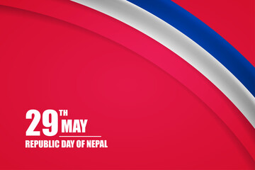 Happy republic day of Nepal country with tricolor curve flag and typography background