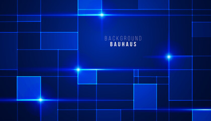 Modern trendy abstract technology background with geometric bauhaus texture and grid communication . Communication and technology network  With square moving lines. Vector illustration