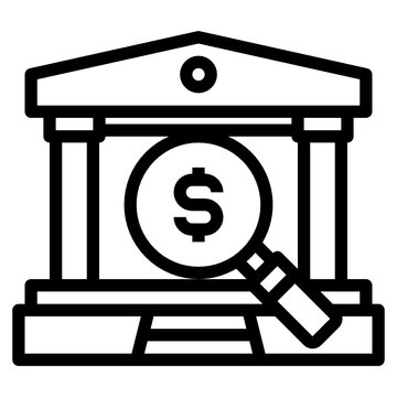 bank building with magnifying glass clip art preview