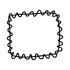 Hand drawn abstract square frame isolated on a white background. Doodle, simple outline illustration. It can be used for decoration of textile, paper.