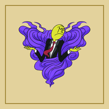 Cartoon slenderman with purple smoke illustration