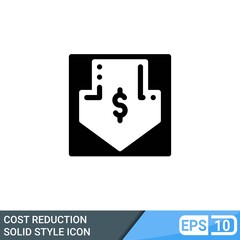 cost reduction solid style icon isolated on white background. EPS 10