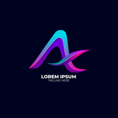 Logo gradien alfabet a lettering © azis