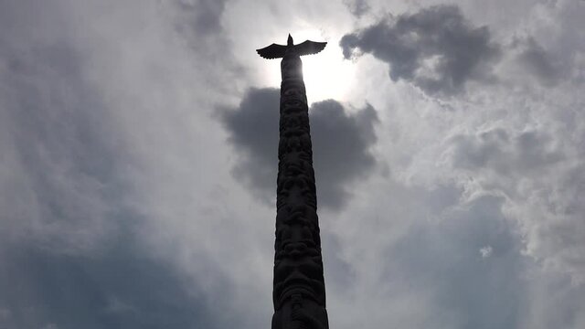 Native American Spiritual Statue Totem Pole Timelapse